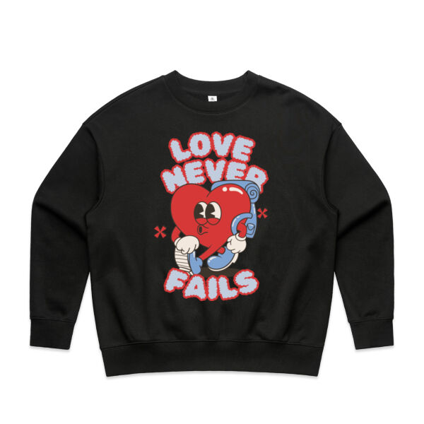 Love Never Fails - Womens Heavy Crew Thumbnail